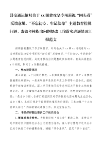 巡察整改报告县交通运输局关于脱贫攻坚专项巡视回头看反馈意见不忘初心牢记使命主题教育检视问题成效考核指