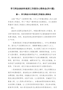 学习两会2025年政府工作报告心得体会（精11篇）
