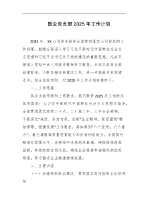 国企党支部2025年工作计划