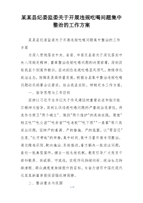 某某县纪委监委关于开展违规吃喝问题集中整治的工作方案