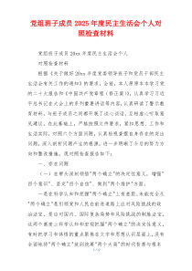 党组班子成员2025年度民主生活会个人对照检查材料