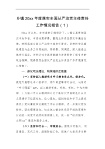 工作报告2篇20XX年度落实全面从严治党主体责任工作情况报告范文2篇党委书记第一责任人责任工作汇报总