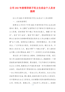 公司202年度领导班子民主生活会个人发言提纲