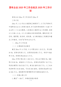 国有企业2025年工作总结及2025年工作计划