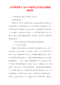 公司领导班子2025年度民主生活会对照检查材料