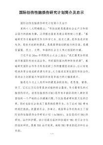 国际创伤性脑损伤研究计划简介及启示