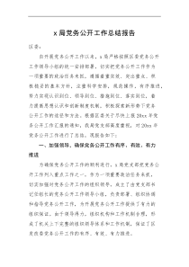 工作报告x局党务公开工作总结报告范文工作汇报