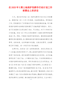 在2025年X黑土地保护性耕作行动计划工作部署会上的讲话