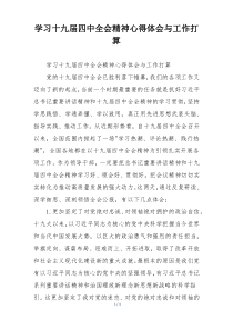 学习十九届四中全会精神心得体会与工作打算
