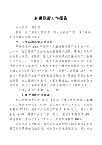 工作报告乡镇政府工作报告