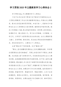 学习贯彻2025年主题教育学习心得体会2