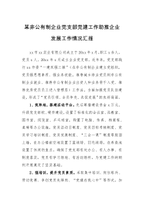 工作报告某非公有制企业党支部党建工作助推企业发展工作情况汇报