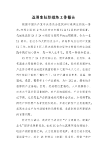 工作报告选调生挂职锻炼工作报告