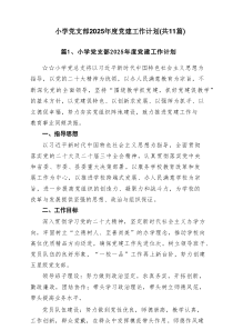 小学党支部2025年度党建工作计划（精选11篇）
