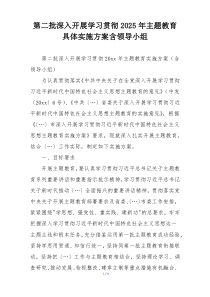 第二批深入开展学习贯彻2025年主题教育具体实施方案含领导小组