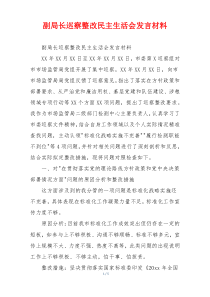 副局长巡察整改民主生活会发言材料