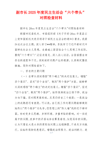 副市长2025年度民主生活会“六个带头”对照检查材料