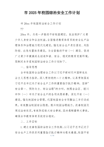 市2025年校园综治安全工作计划