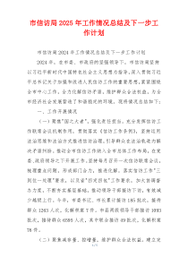 市信访局2025年工作情况总结及下一步工作计划