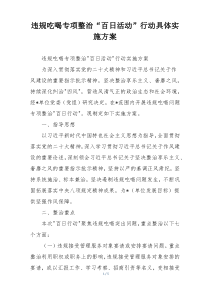 违规吃喝专项整治“百日活动”行动具体实施方案