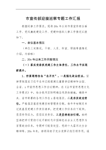 工作汇报市宣传部迎接巡察专题工作汇报范文