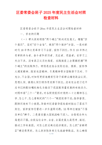 区委常委会班子2025年度民主生活会对照检查材料