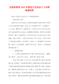 区政府领导2025年度民主生活会个人对照检查材料