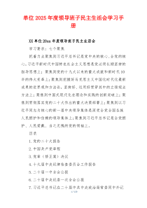 单位2025年度领导班子民主生活会学习手册