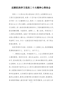 巡察机构学习党的二十大精神心得体会