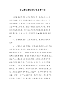 市纪委监委2025年工作计划