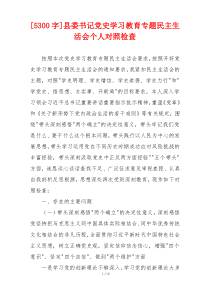 县委书记党史学习教育专题民主生活会个人对照检查