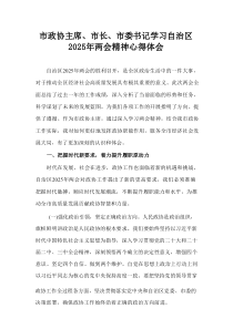 市政协主席、市长、市委书记学习自治区2025年两会精神心得体会