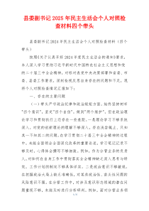 县委副书记2025年民主生活会个人对照检查材料四个带头