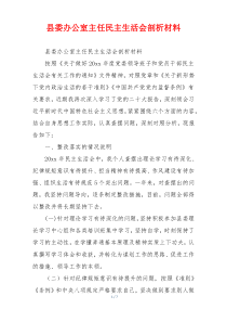 县委办公室主任民主生活会剖析材料
