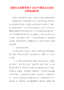 县委办公室领导班子2025年度民主生活会对照检查材料