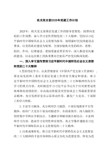 机关党支部2025年党建工作计划（共7篇）