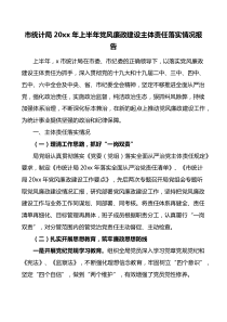 市统计局20XX年上半年党风廉政建设主体责任落实情况报告