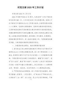 村党支部2025年工作计划