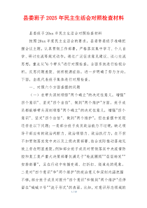 县委班子2025年民主生活会对照检查材料