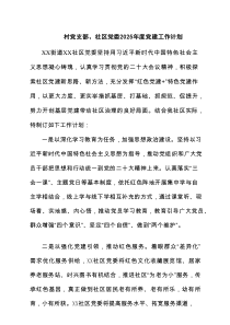 村党支部、社区党委2025年度党建工作计划（共6篇）
