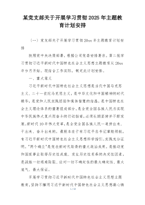 某党支部关于开展学习贯彻2025年主题教育计划安排