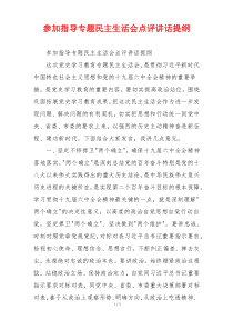 参加指导专题民主生活会点评讲话提纲