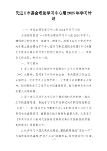 民进X市委会理论学习中心组2025年学习计划