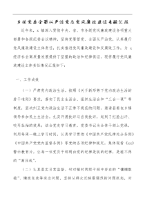 总结报告乡镇党委全面从严治党及党风廉政建设专题汇报范文