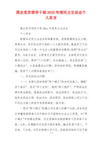 国企党员领导干部2025年度民主生活会个人发言