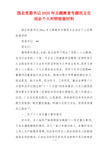 国企党委书记2025年主题教育专题民主生活会个人对照检查材料