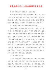 国企党委书记个人发言提纲民主生活会