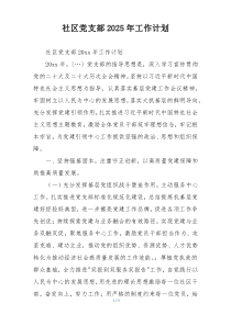 社区党支部2025年工作计划