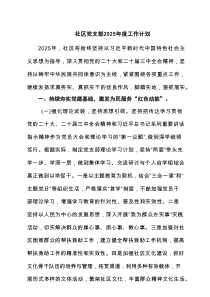社区党支部2025年度工作计划（共6篇）