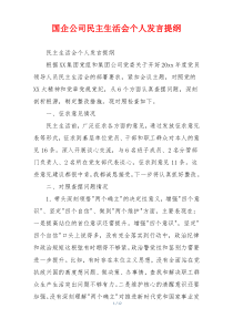 国企公司民主生活会个人发言提纲